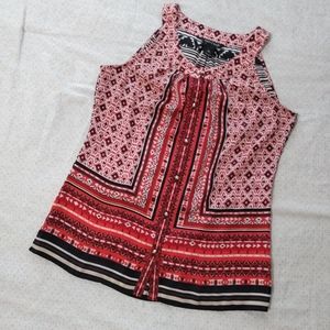 White House Black Market Sleevless Top Red and black geometric print Size XS